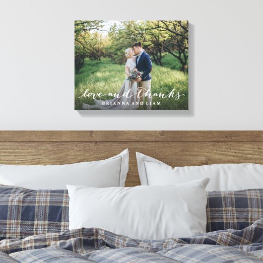 Liefde en Bedankt Eenvoudig script, volledige foto Canvas Afdruk (Insitu (Slaapkamer))