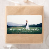 Liefde en Bedankt Eenvoudig script, volledige foto Etiket (Insitu)