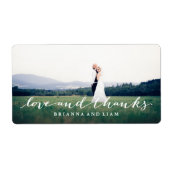 Liefde en Bedankt Eenvoudig script, volledige foto Etiket (Voorkant)