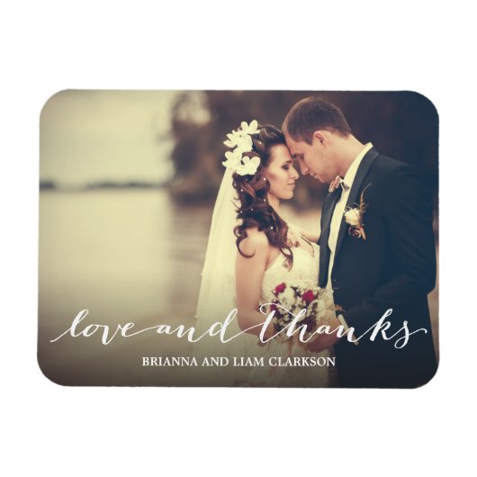 Liefde en Bedankt Eenvoudig script, volledige foto Magneet (Horizontaal)