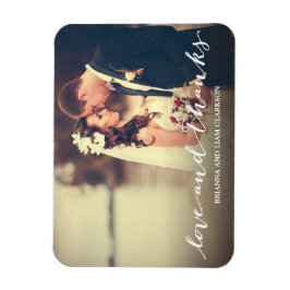 Liefde en Bedankt Eenvoudig script, volledige foto Magneet