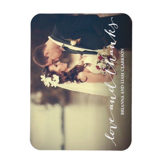 Liefde en Bedankt Eenvoudig script, volledige foto Magneet (Verticaal)