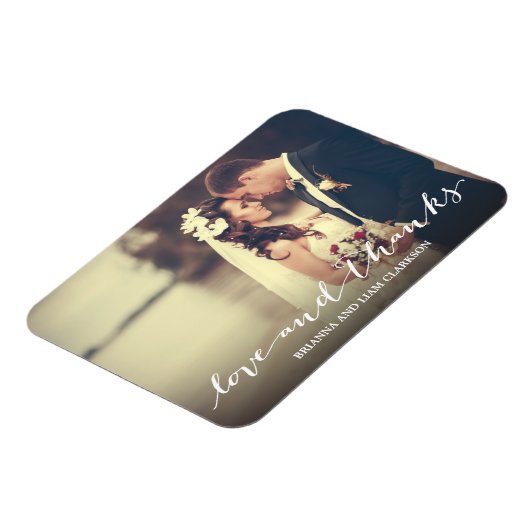 Liefde en Bedankt Eenvoudig script, volledige foto Magneet (Linkerzijde)