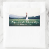 Liefde en Bedankt Eenvoudig script, volledige foto Rechthoekige Sticker (Tas)