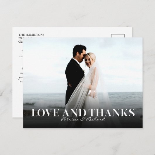 Liefde en Bedankt Eenvoudige bruiloft Dank je voor Briefkaart (Voorkant / Achterkant)