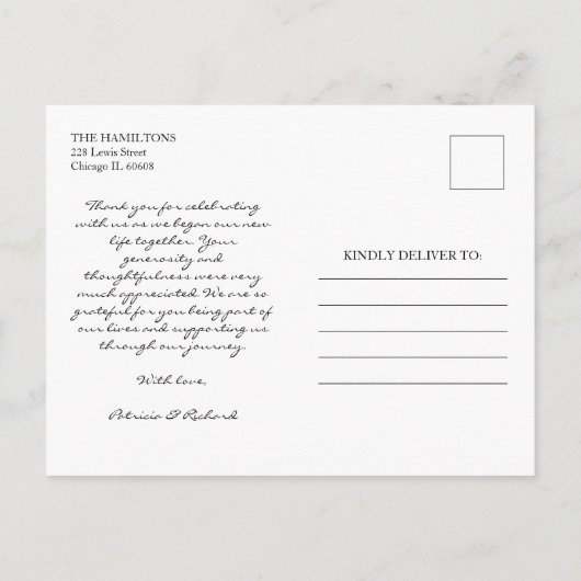 Liefde en Bedankt Eenvoudige bruiloft Dank je voor Briefkaart (Achterkant)