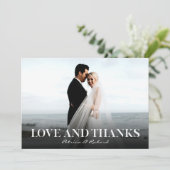 Liefde en Bedankt Eenvoudige bruiloft Dank u Foto Kaart (Staand voorkant)