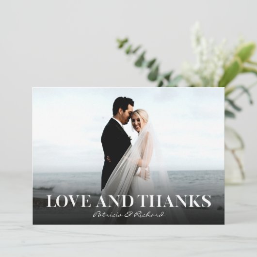 Liefde en Bedankt Eenvoudige bruiloft Dank u Foto Kaart (Staand voorkant)