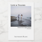 Liefde en Bedankt Eenvoudige minimalistische foto- Wijn Etiket (Enkel label)