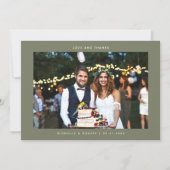 Liefde en Bedankt Eenvoudige Trouwfoto Sage Green (Voorkant)