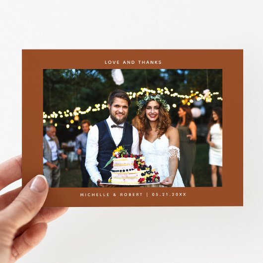 Liefde en Bedankt Eenvoudige Trouwfoto Terracotta