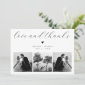 Liefde en Bedankt Elegant 3 Foto Bruiloft Dank u (Staand voorkant)