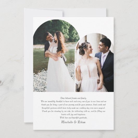 Liefde en Bedankt Elegant Boog Trouwfoto (Achterkant)