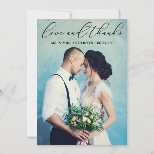 Liefde en Bedankt Elegant Calligraphy Wedding Phot (Voorkant)