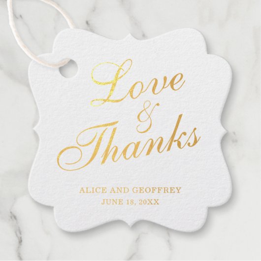 Liefde en Bedankt Elegant Gold Foil Wedding Bedankjes Labels (Voorkant)