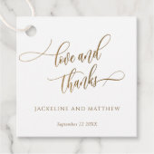 Liefde en Bedankt, Elegant Golden Calligrafie Bedankjes Labels (Voorkant)