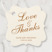Liefde en Bedankt Elegant Ivory Copper Wedding Bedankjes Labels (Voorkant)