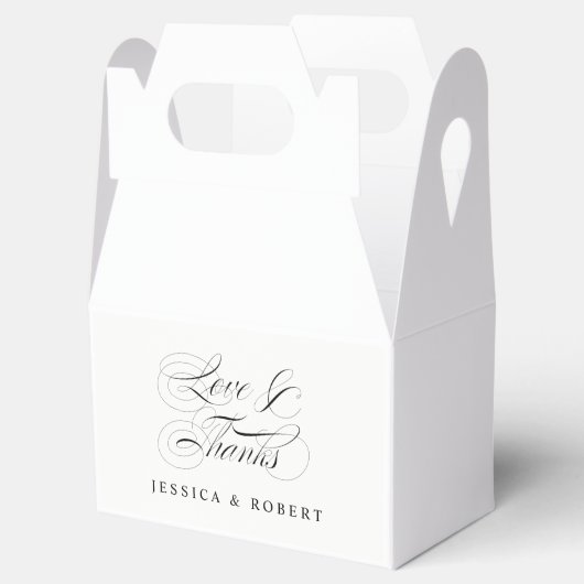 Liefde en Bedankt Elegant Script Bruiloft Bedankdoosjes (Geopend)