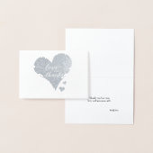 Liefde en Bedankt - elegant script bruiloft Folie Kaarten (Display)