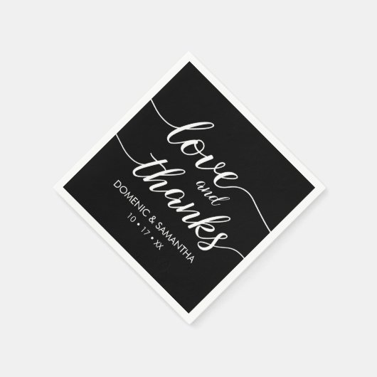 Liefde en Bedankt - elegant script bruiloft Servet (Hoek)