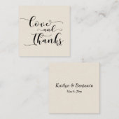 Liefde en Bedankt Elegant Script Cream Wedding Fav Informatiekaartje (Voorkant / Achterkant)