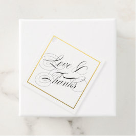 Liefde en Bedankt Elegant Script Faux Gold Border Bedankjes Labels
