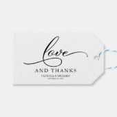 Liefde en Bedankt Elegant Script Wedding Favor Lab Cadeaulabel (Voorkant (Horizontaal))