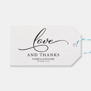 Liefde en Bedankt Elegant Script Wedding Favor Lab Cadeaulabel