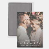 Liefde en Bedankt Elegant Script Wedding Photo Magneet (Voorkant / Achterkant)