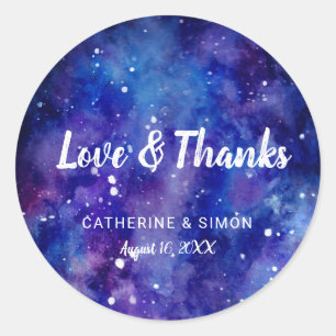 liefde en bedankt elegant sterrenstelsel nachtster ronde sticker