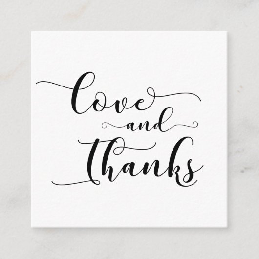 Liefde en Bedankt Elegant Typografie Wedding Favor Informatiekaartje (Voorkant)