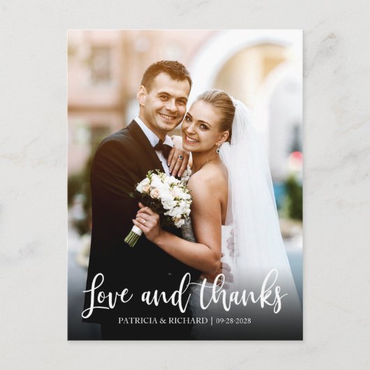 Liefde en Bedankt Elegant Wedding Bedankt Foto Briefkaart (Voorkant)