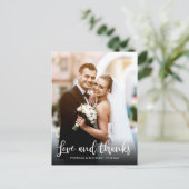 Liefde en Bedankt Elegant Wedding Bedankt Foto Briefkaart (Staand voorkant)