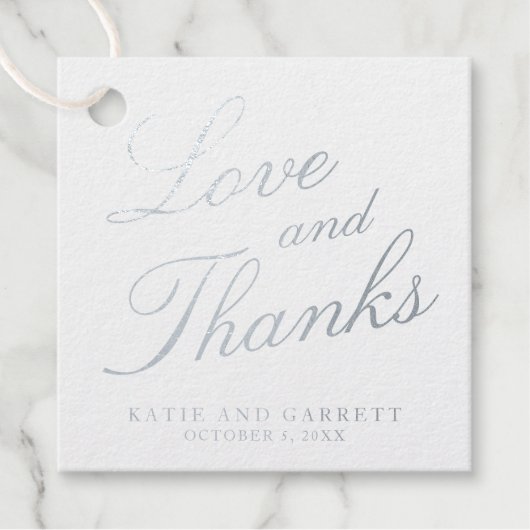 Liefde en Bedankt Elegant Wedding Silver Bedankjes Labels (Voorkant)