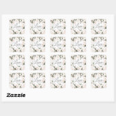 Liefde en Bedankt Elegant White Roses Wedding Vierkante Sticker (Vel)