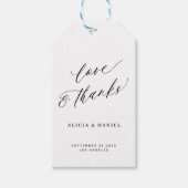 Liefde en bedankt elegante calligrafie bruiloft cadeaulabel (Voorkant)