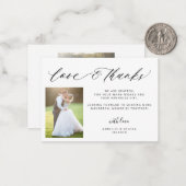 Liefde en bedankt elegante fotobruiloft bedankt notitiekaartje (Voorkant / Achterkant in situ)