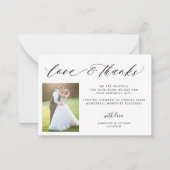 Liefde en bedankt elegante fotobruiloft bedankt notitiekaartje (Voorkant)