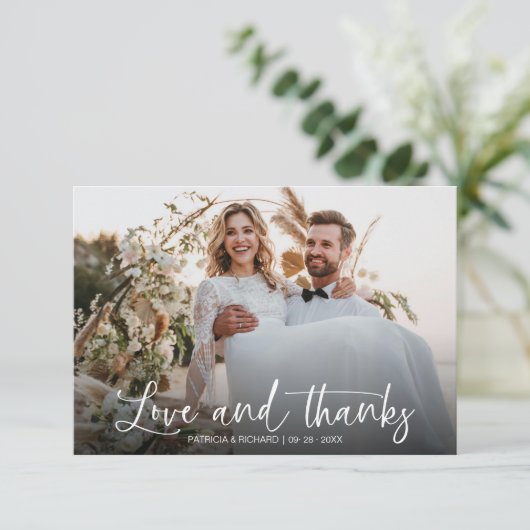 Liefde en Bedankt Elegante kalligrafie Foto Bruilo (Staand voorkant)