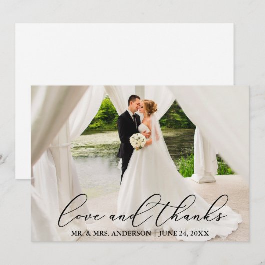 Liefde en Bedankt Elegante Kalligrafie Trouwen (Voorkant / Achterkant)