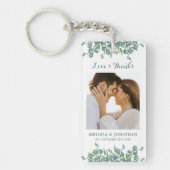 Liefde en Bedankt Eucalyptus Greenery Foto Weddens Sleutelhanger (Voorkant)