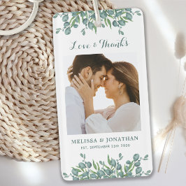 Liefde en Bedankt Eucalyptus Greenery Foto Weddens Sleutelhanger