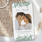 Liefde en Bedankt Eucalyptus Greenery Foto Weddens Sleutelhanger