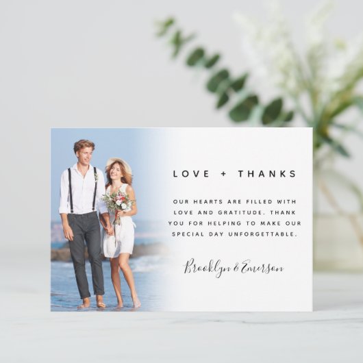 Liefde en Bedankt Faded fotoweddenschap (Staand voorkant)