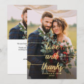 Liefde en Bedankt Faux Gold Foil 2 Foto Weddenscha (Voorkant / Achterkant)