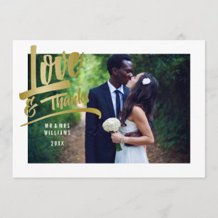 Liefde en Bedankt Faux Gold Foil Weddenfoto