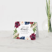 Liefde en Bedankt Floral Navy Blue Burgundy Weddin (Voorkant)