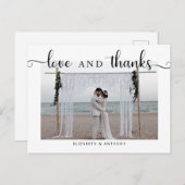 Liefde en Bedankt Foto bruiloft Eenvoudig elegant  Briefkaart (Voorkant / Achterkant)