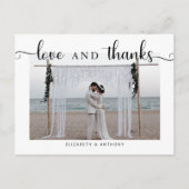 Liefde en Bedankt Foto bruiloft Eenvoudig elegant Briefkaart (Voorkant)