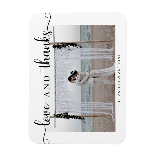 Liefde en Bedankt Foto bruiloft Eenvoudig elegant Magneet (Verticaal)